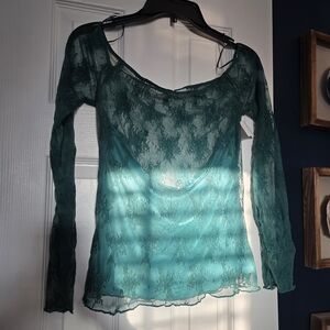 Elodie Teal Lace Blouse